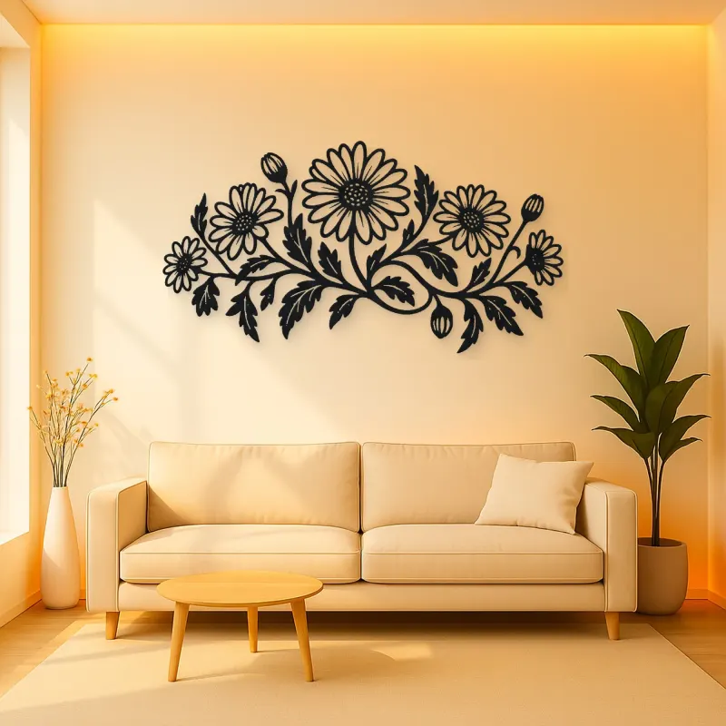 Daisy Chain Metal Wall Art | Botanical Metal Wall Decor