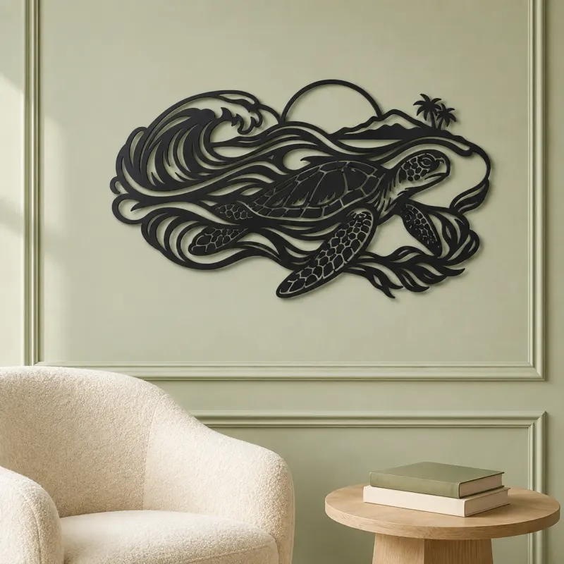 Sea Turtle Current Metal Wall Art | Coastal and Nautical Wall Decor - lifestyle view 2