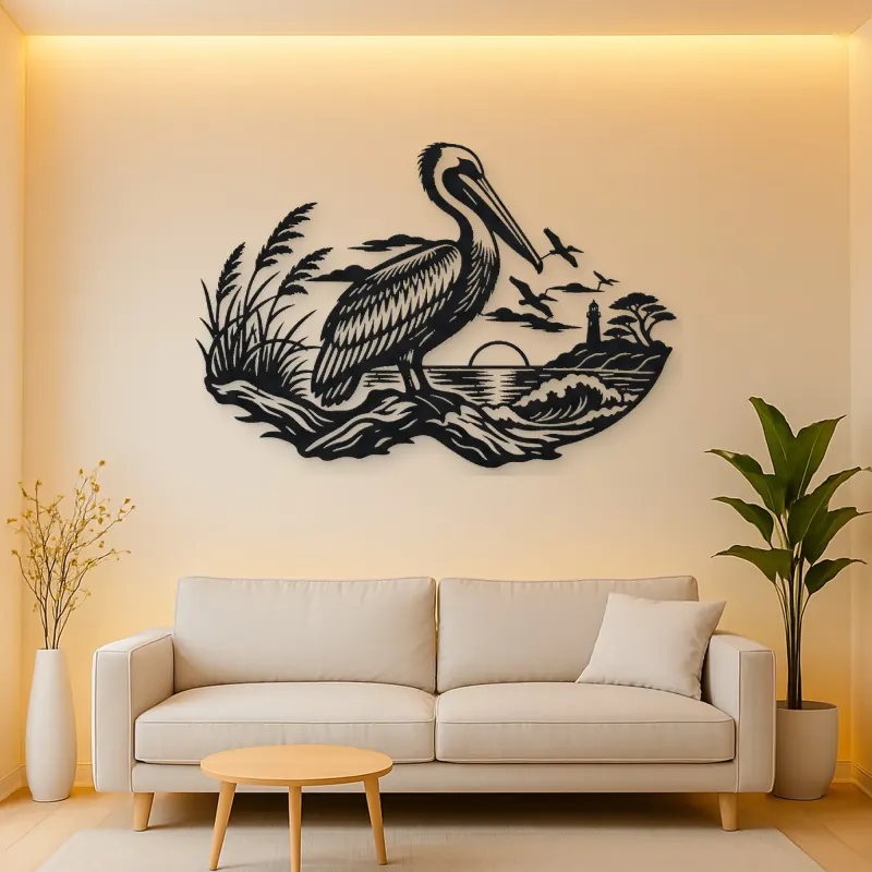 Pelican Coastline Metal Wall Art | Coastal and Nautical Wall Decor