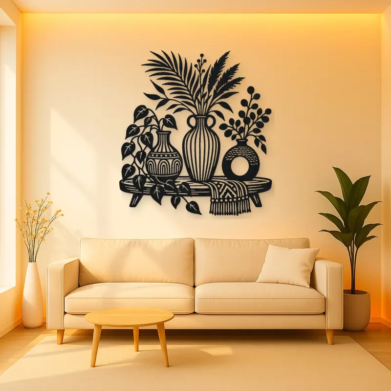 Boho Vase Trio Metal Wall Art | Cozy Home Metal Decor