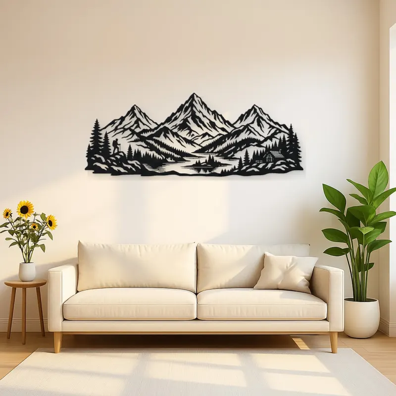 Three Peak Horizon Metal Wall Art | Nature Silhouette Decor