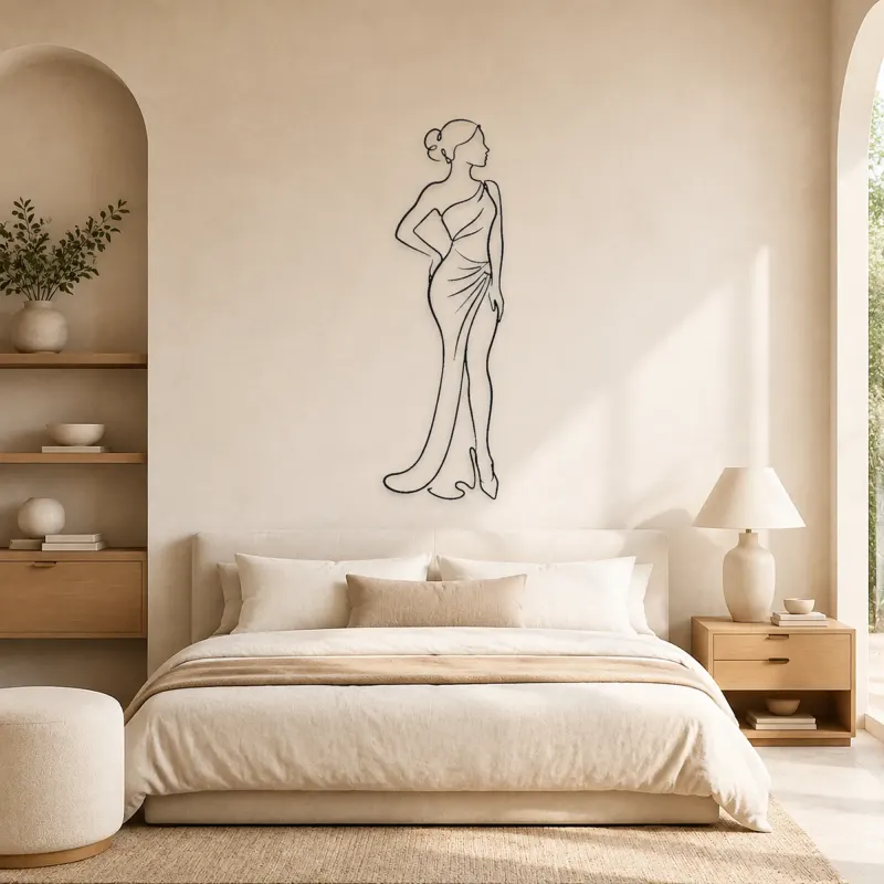 Side Profile Elegance Metal Wall Art | Fashion Figure Wall Decor - lifestyle view 2