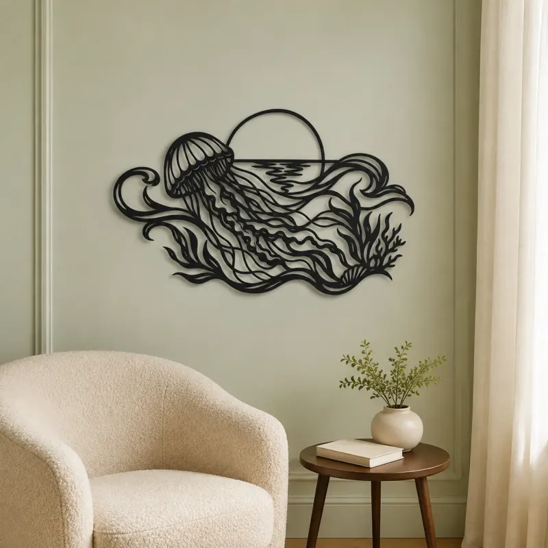 Jellyfish Drift Metal Wall Art | Coastal and Nautical Wall Decor - lifestyle view 2