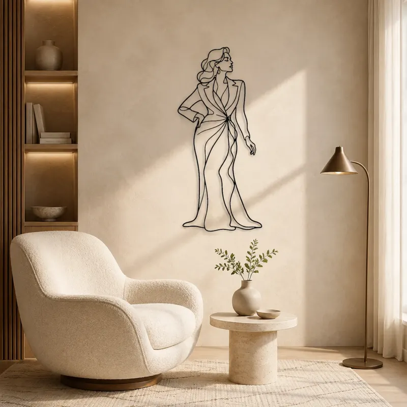 Classic Glamour Pose Metal Wall Art | Fashion Figure Wall Decor - lifestyle view 5