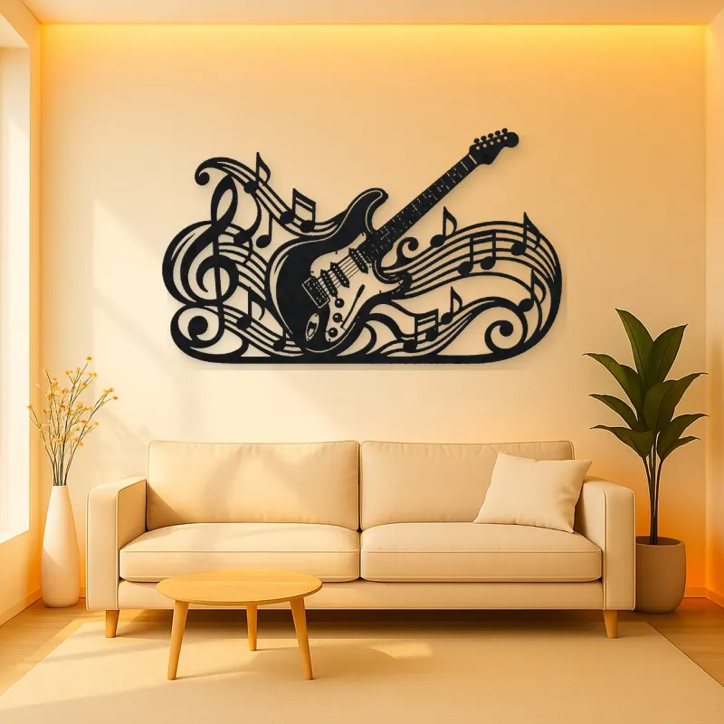 Guitar Melody Flow Metal Wall Art | Music Room Wall Decor
