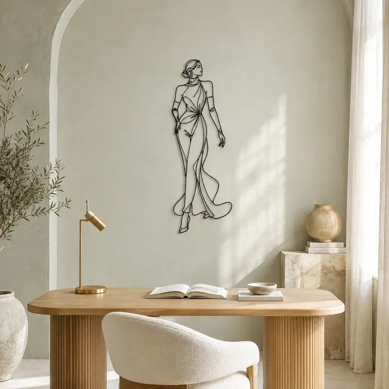 Long Glove Model Metal Wall Art | Fashion Figure Wall Decor - lifestyle view 4