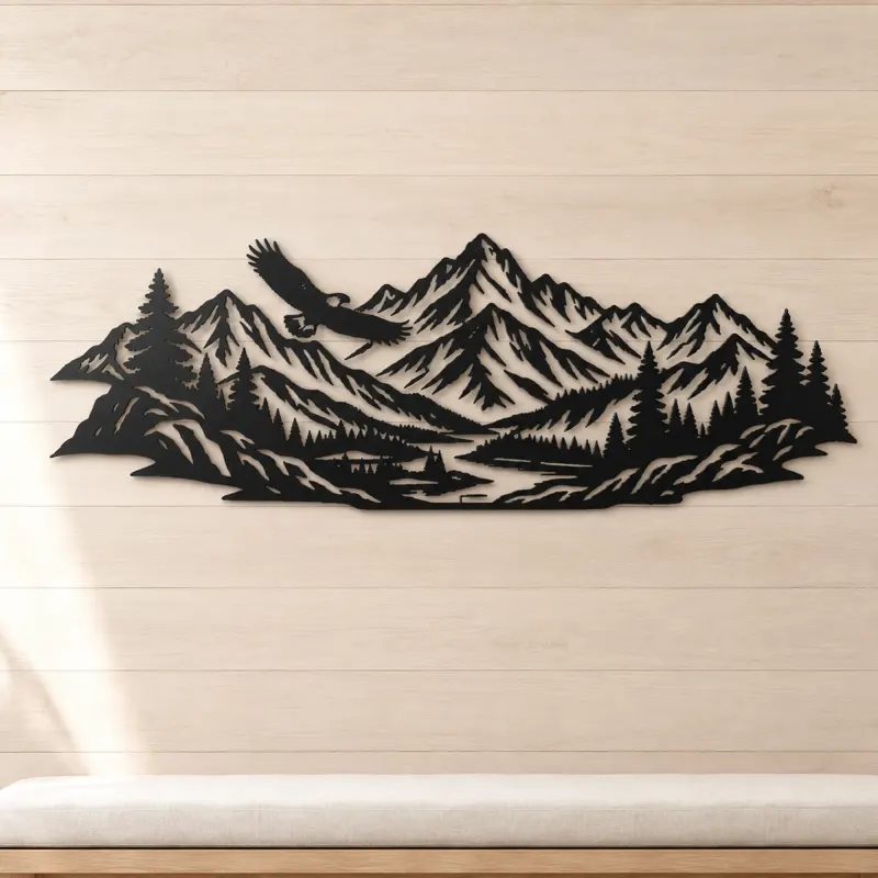 Eagle Ridge Mountain Metal Wall Art | Wildlife Silhouette Decor - lifestyle view 5
