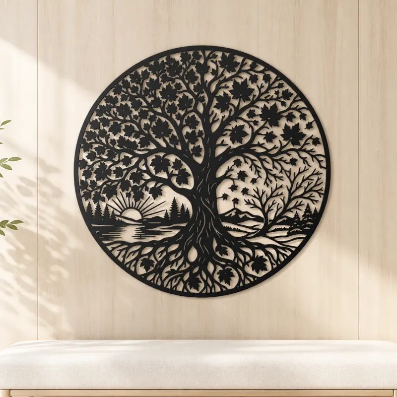 Maple Tree Seasons Metal Wall Art | Botanical Metal Wall Decor - lifestyle view 5