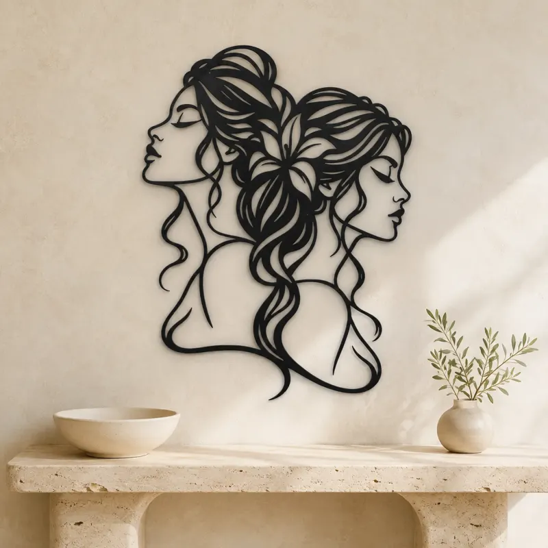 Two Faces One Line Metal Wall Art | Romantic Couple Decor - lifestyle view 3