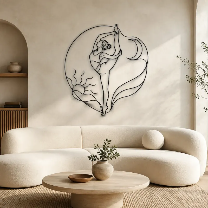 Standing Split Line Metal Wall Art | Yoga and Meditation Wall Decor - lifestyle view 3