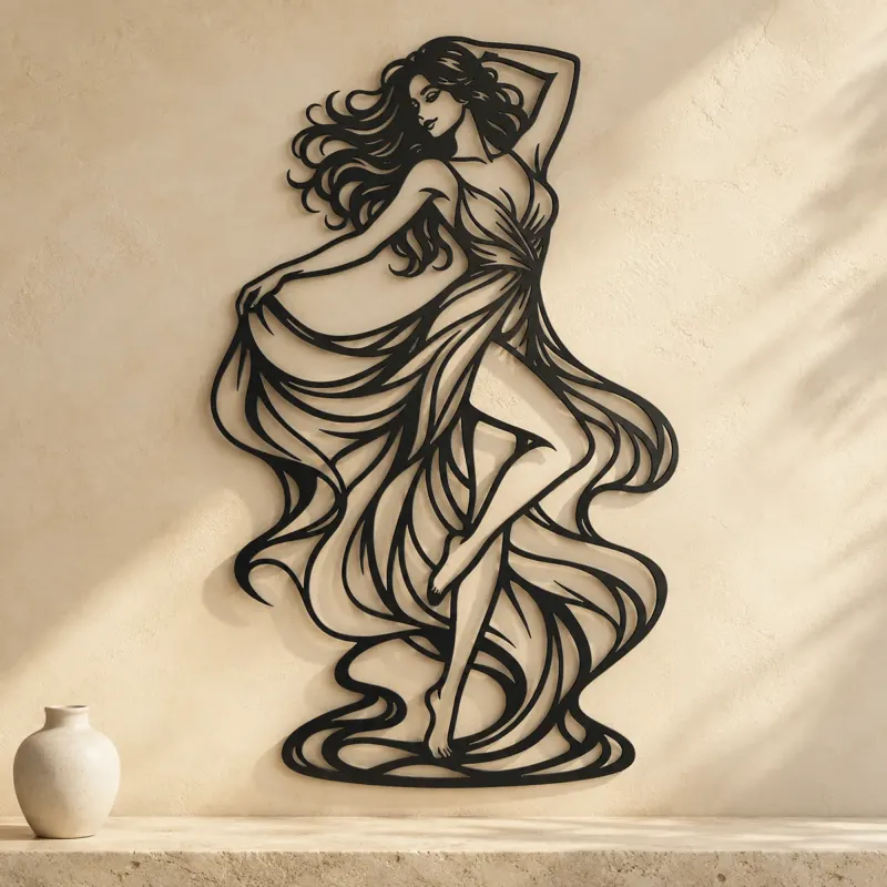 Freeform Dance Muse Metal Wall Art | Movement Silhouette Decor - lifestyle view 3
