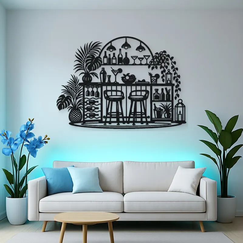Cocktail Bar Flow Metal Wall Art | Cozy Home Metal Decor
