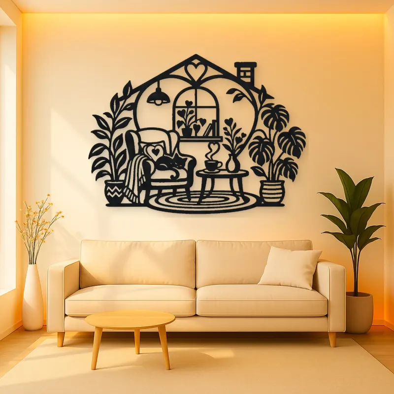 Home Sweet Heart Symbol Metal Wall Art | Cozy Home Metal Decor