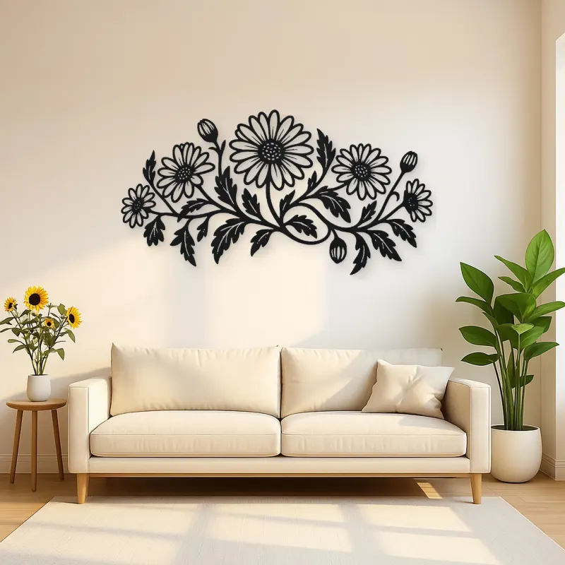 Daisy Chain Metal Wall Art | Botanical Metal Wall Decor