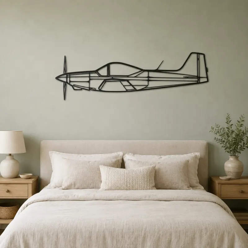 Falco F8L Airplane Silhouette Metal Wall Art, Metal Aircraft Silhouette, Aviation Wall Decor, Aviator Decor - lifestyle view 2