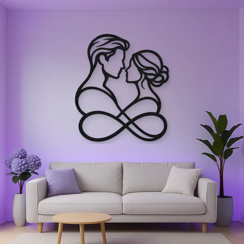 Intertwined Profiles Metal Wall Art | Romantic Couple Decor