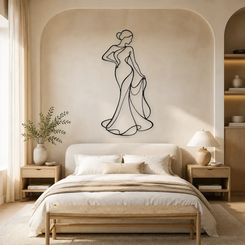 Standing Drape Twist Metal Wall Art | Feminine Figure Wall Decor - lifestyle view 2