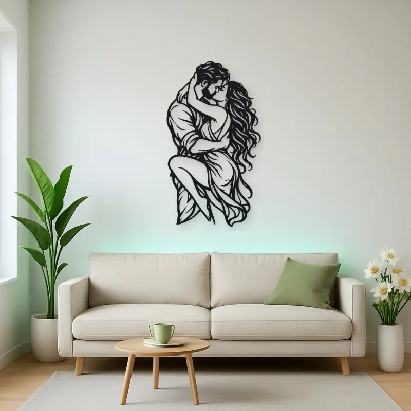 Wrapped in Arms Metal Wall Art | Romantic Couple Decor