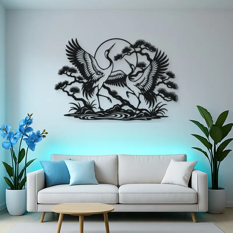 Crane Dance Metal Wall Art | Wildlife Silhouette Decor