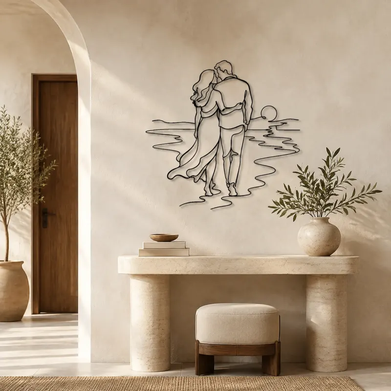 Beach Walk Pair Metal Wall Art | Romantic Couple Decor - lifestyle view 3
