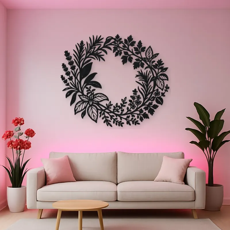 Herb Kitchen Wreath Metal Wall Art | Cozy Home Metal Decor