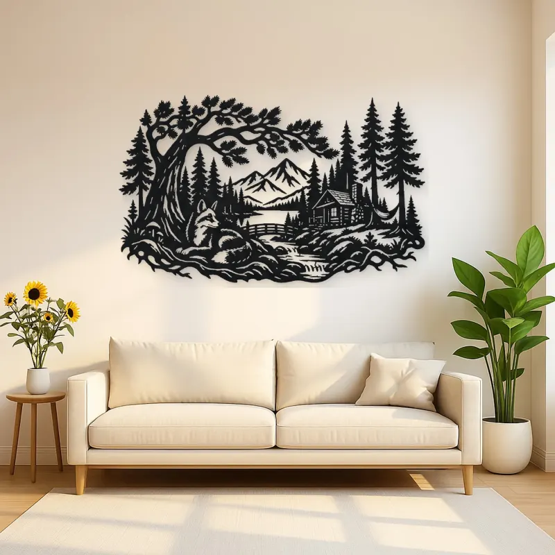 Fox beneath the Trees Metal Wall Art | Wildlife Silhouette Decor