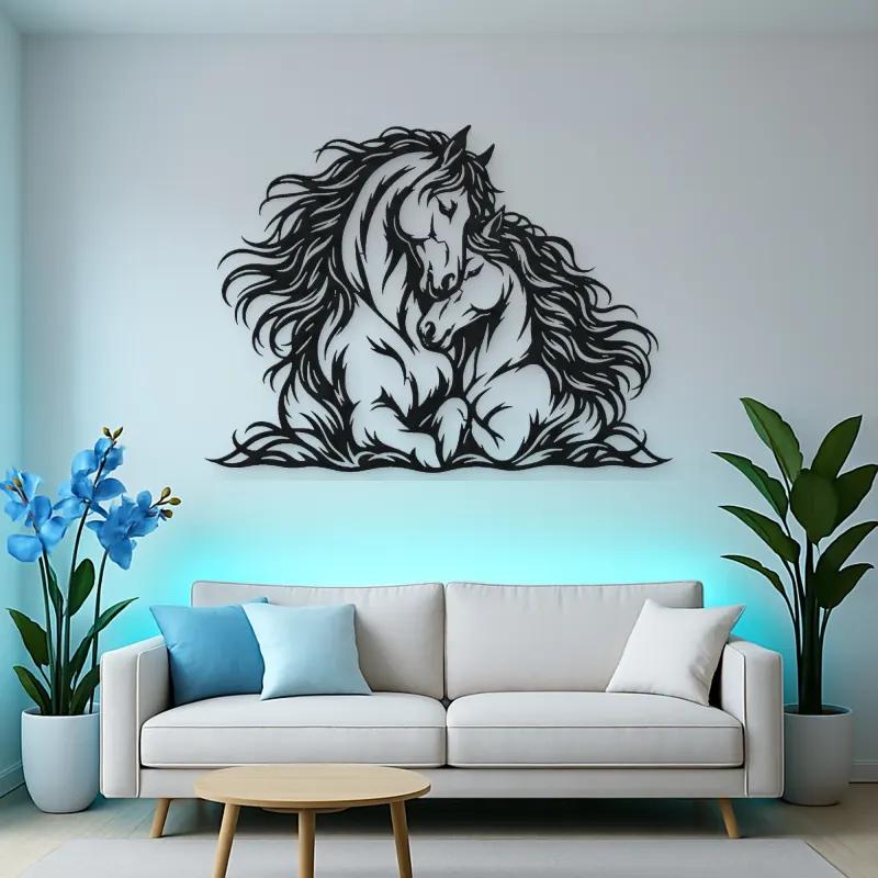 Two Horses Embrace Metal Wall Art | Equestrian Wall Decor