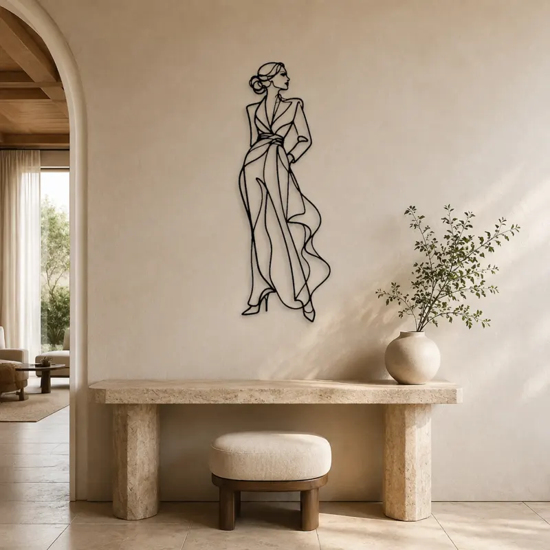 Sculptural Dress Muse Metal Wall Art | Fashion Figure Wall Decor - lifestyle view 3
