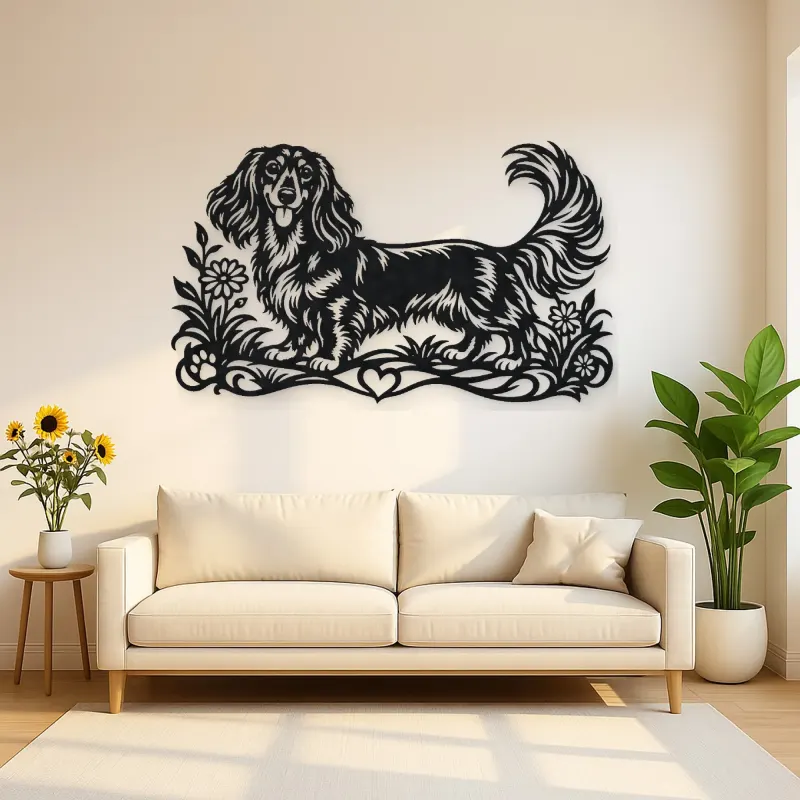 Dachshund Long Line Metal Wall Art | Pet Lover Silhouette Decor