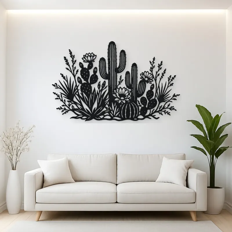 Cactus Desert Garden Metal Wall Art | Botanical Metal Wall Decor