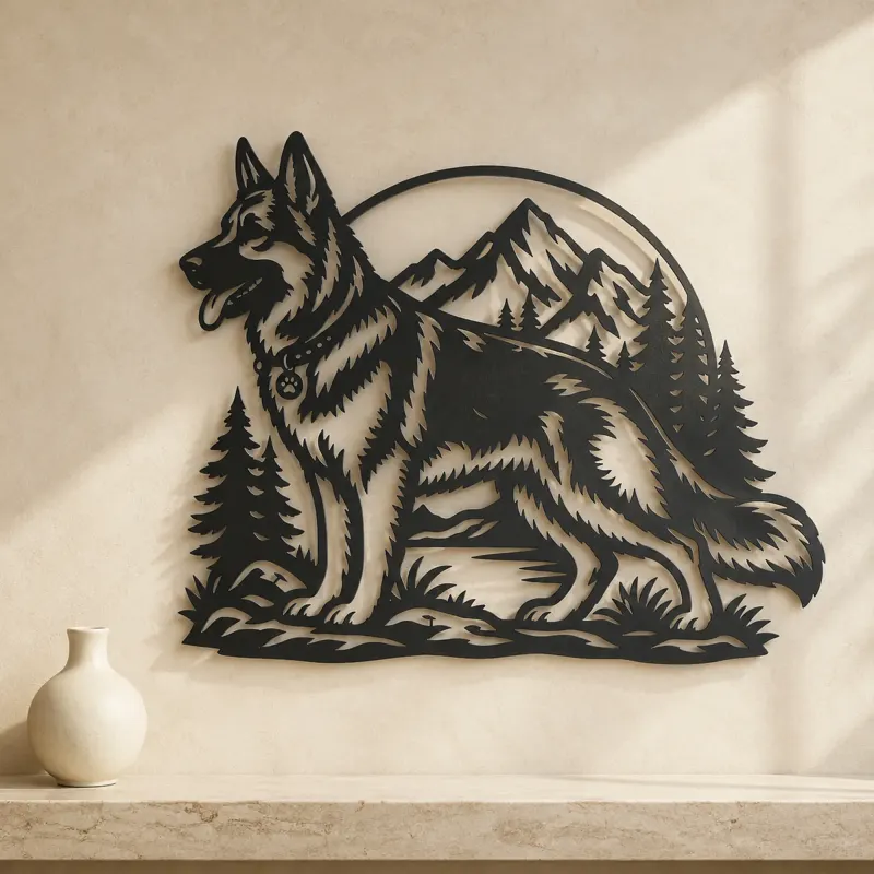 German Shepherd Profile Metal Wall Art | Pet Lover Silhouette Decor - lifestyle view 3