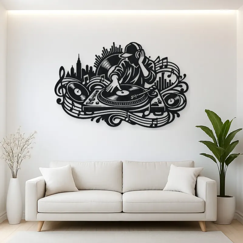 Turntable Groove Metal Wall Art | Music Room Wall Decor