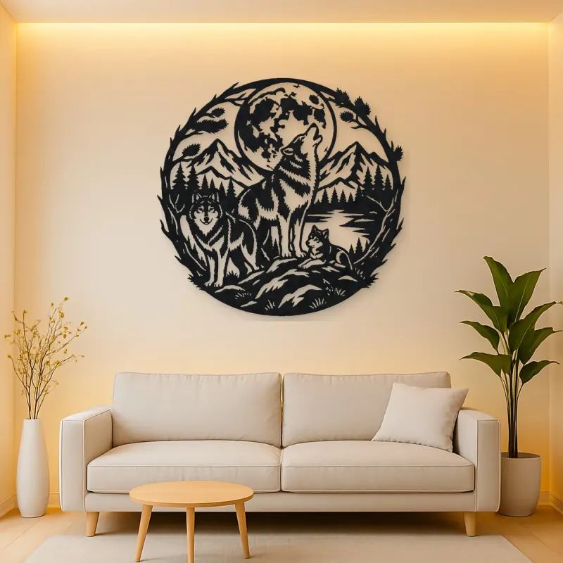 Wolf Moon Arc Metal Wall Art | Celestial Boho Wall Decor