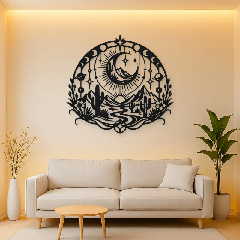 Desert Moon Arc Metal Wall Art | Nature Silhouette Decor