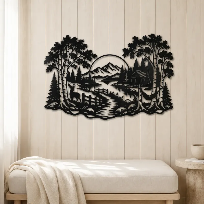 Birch Tree Path Metal Wall Art | Botanical Metal Wall Decor - lifestyle view 5