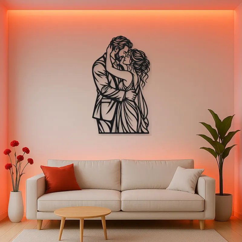 Anniversary Embrace Metal Wall Art | Romantic Couple Decor