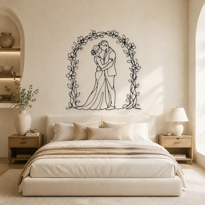Flower Arch Pair Metal Wall Art | Romantic Couple Decor - lifestyle view 2