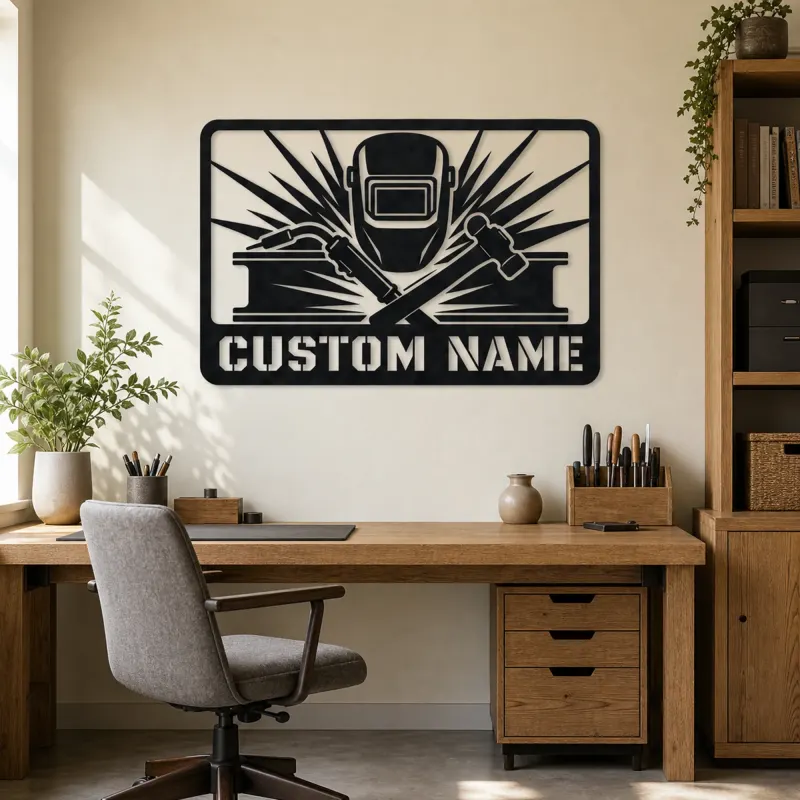 Personalized Welder Metal Wall Art with Torch and Hammer - lifestyle view 4