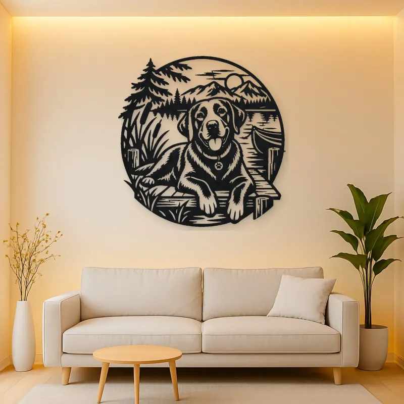 Labrador Lakeside Metal Wall Art | Pet Lover Silhouette Decor