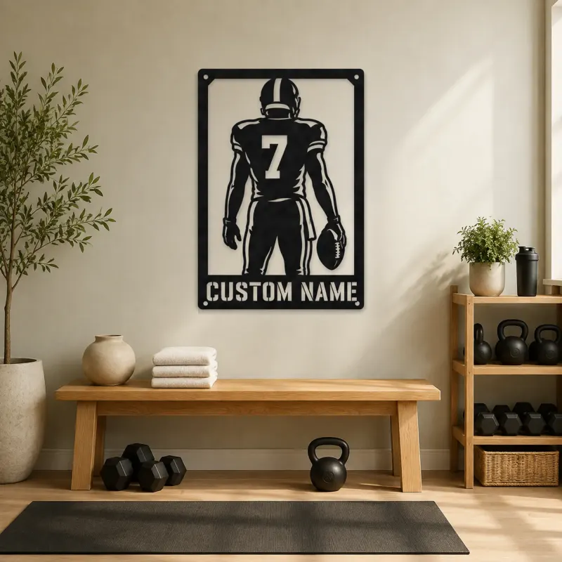 Personalized Number 7 Football Player Back View Metal Wall Art - lifestyle view 4