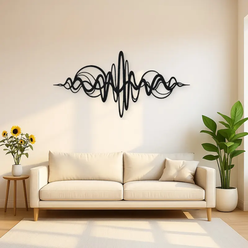 Continuous Sound Wave Metal Wall Art | Music Room Wall Decor