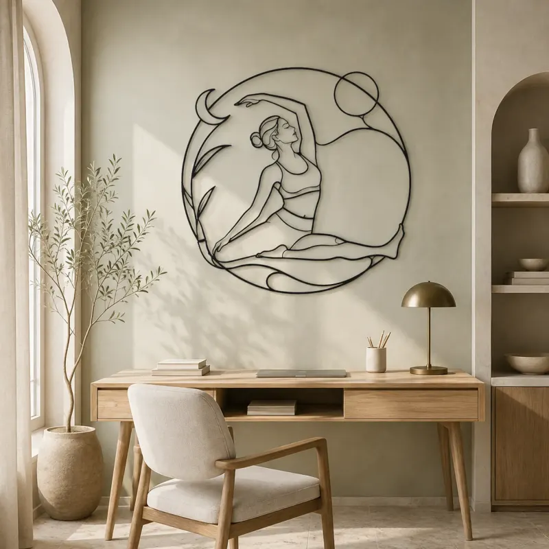 Sugarcane Pose Metal Wall Art | Yoga and Meditation Wall Decor - lifestyle view 4