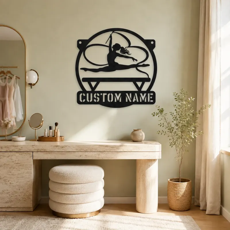 Personalized Rhythmic Gymnast Metal Wall Art with Ribbon - lifestyle view 4