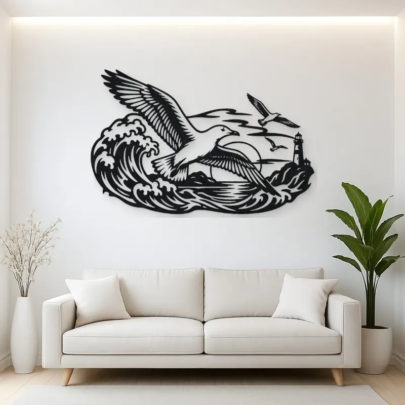 Seagull Wave Flight Metal Wall Art | Coastal and Nautical Wall Decor