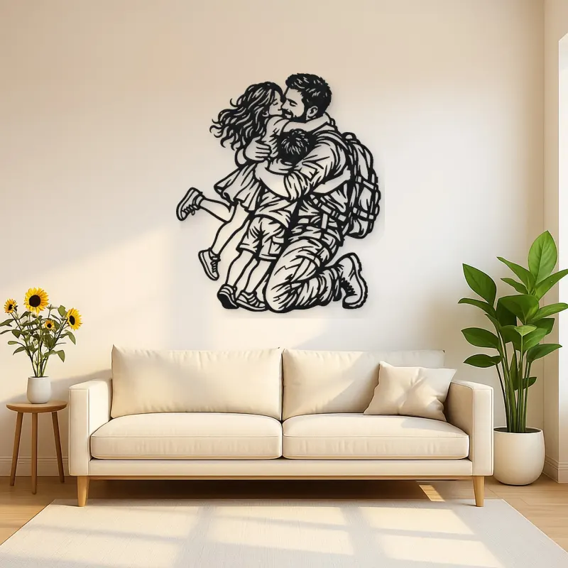 Homecoming Family Hug Metal Wall Art | Family Silhouette Decor