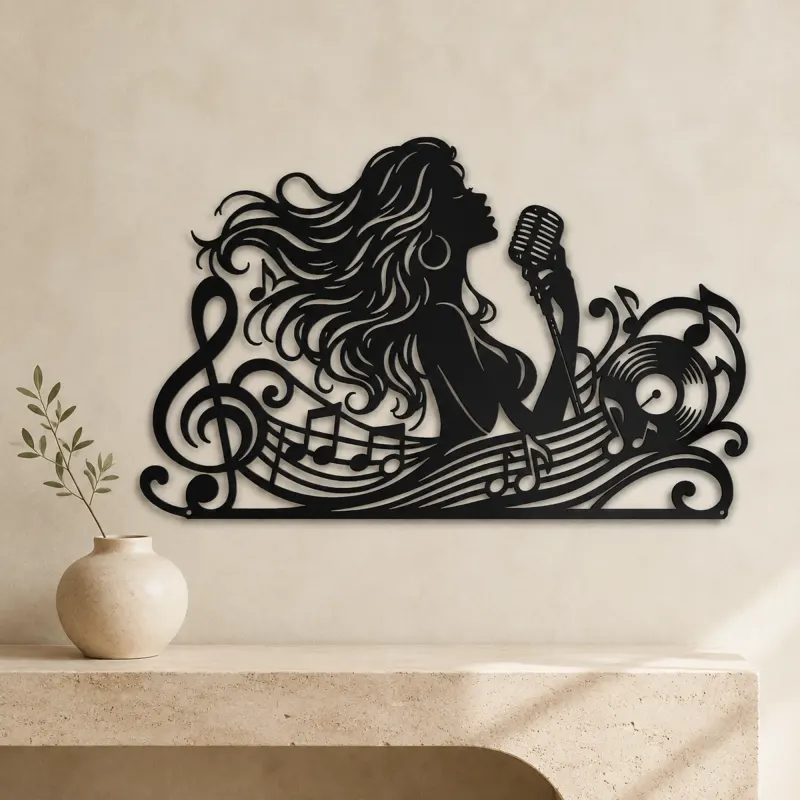 Singer Silhouette Metal Wall Art | Music Room Wall Decor - lifestyle view 3