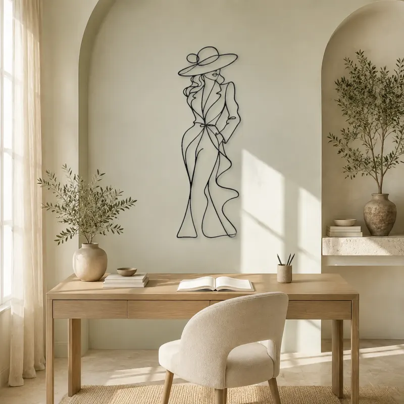 Fashion Hat Silhouette Metal Wall Art | Fashion Figure Wall Decor - lifestyle view 4