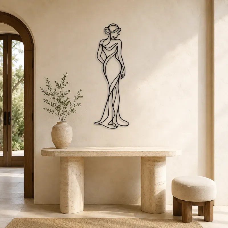 Standing Contrapposto Metal Wall Art | Feminine Figure Wall Decor - lifestyle view 3