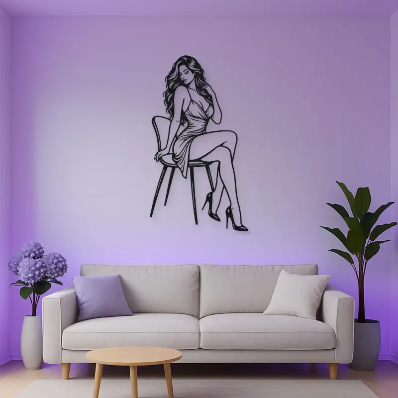Sensual Chair Pose Metal Wall Art | Movement Silhouette Decor