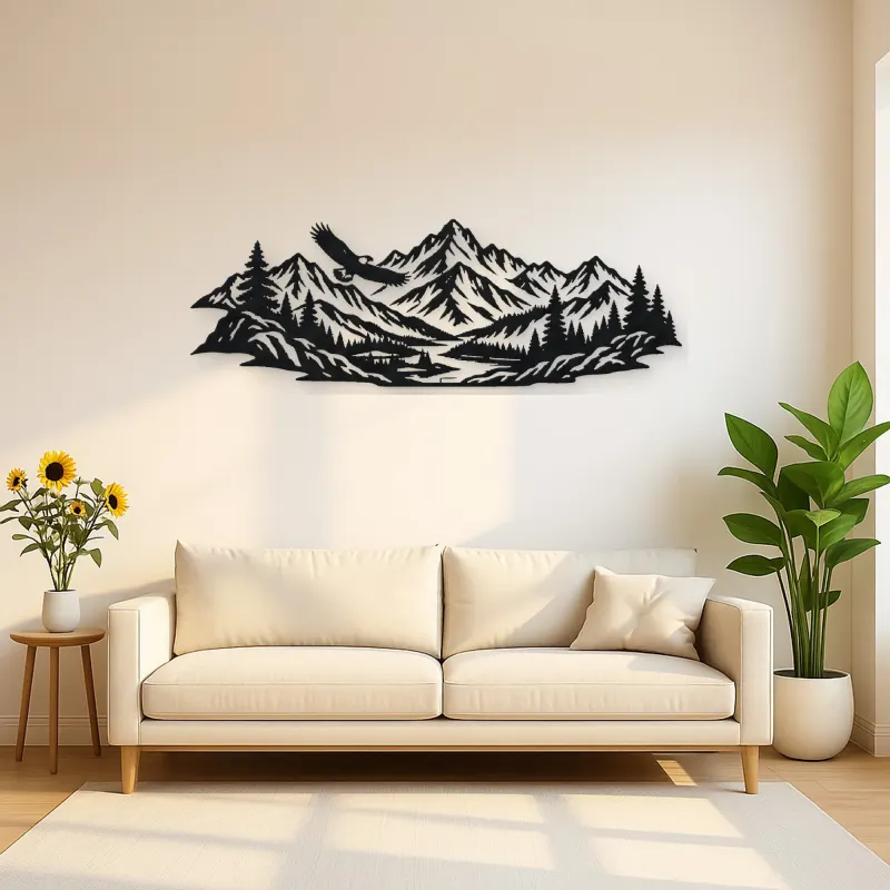 Eagle Ridge Mountain Metal Wall Art | Wildlife Silhouette Decor